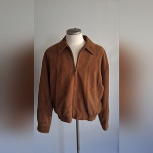 Classic Brown Suede Zip-Front Men's Jacket